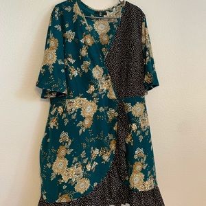 ASOS plus floral wrap dress